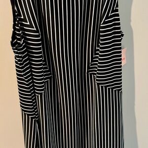 EVRI Black and White Striped Midi Dress